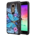 thumbnail image 2 of For TracFone/Straight Talk LG L413/LG 413DL/Premier Pro LTE Case Hybrid Shockproof Drop Protection Impact Rugged Heavy Duty Dual Layer Armor Case -Blue Butterfly, 2 of 5