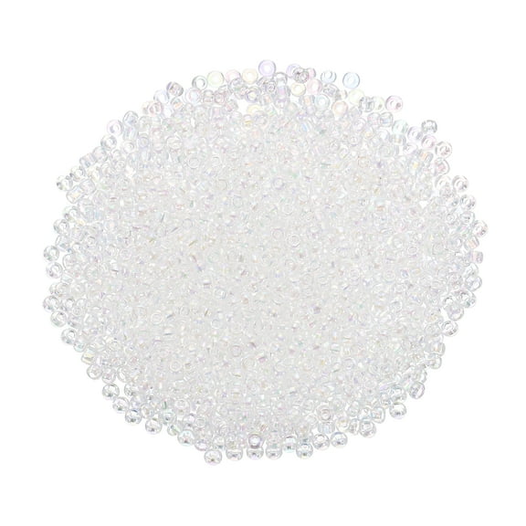 1600Pcs Glass Seed Beads, 2mm 11/0 Loose Mini Beads with Hole, Bulk Craft Spacer for Jewelry Making, Clear AB