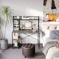 thumbnail image 3 of Nost & Host 47.2 Inch Home Office Study Desk with 2 Tier Shelves, Gray, 3 of 6
