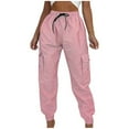 thumbnail image 2 of OKBOP Full Length Womens Cargo Joggers High Waist Cuffed Parachute Fall Trousers Scrub Relaxed Fit Elastic Waist Y2k Hiking Jogger, 2 of 5