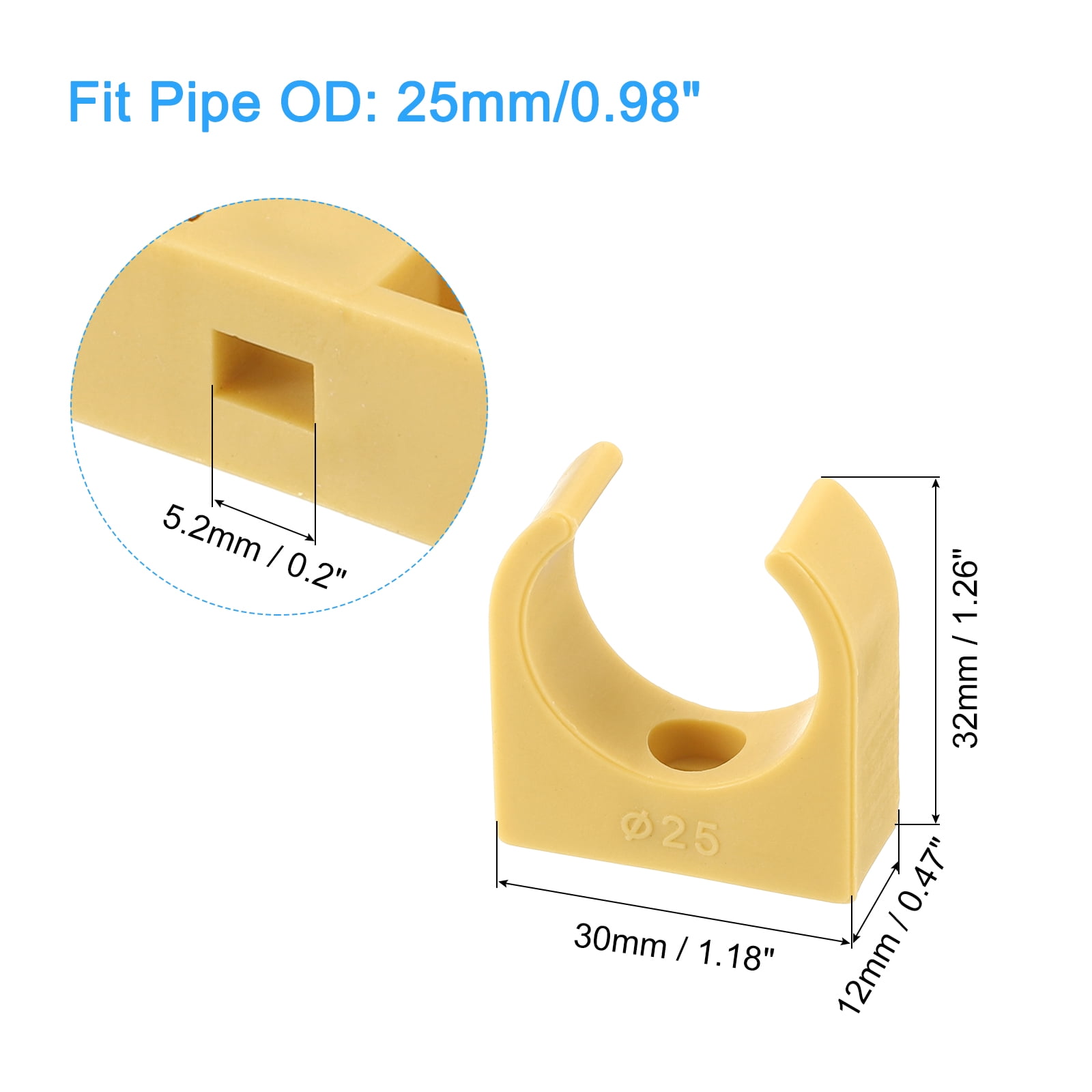 Uxcell 100Pack U-Shaped Water Pipe Clamps, PPR Pipe Clamps Clips Fit for 25mm/0.98" OD Water Pipes, Yellow