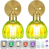 CNFBattery Operated Wall Sconce with Remote Control, Wireless Wall sconces Set of Two with7000mAh Dimmable Magnetic RGB Bulbs,Rechargeable Wall Light for Bedside Bedroom LivingRoom Hallway Wall Decor