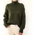 thumbnail image 5 of Women's Fall Turtleneck Cable Knit Sweater Casual Winter Lightweight Long Sleeve Soft Comfy Pullover Jumper Tops, 5 of 5