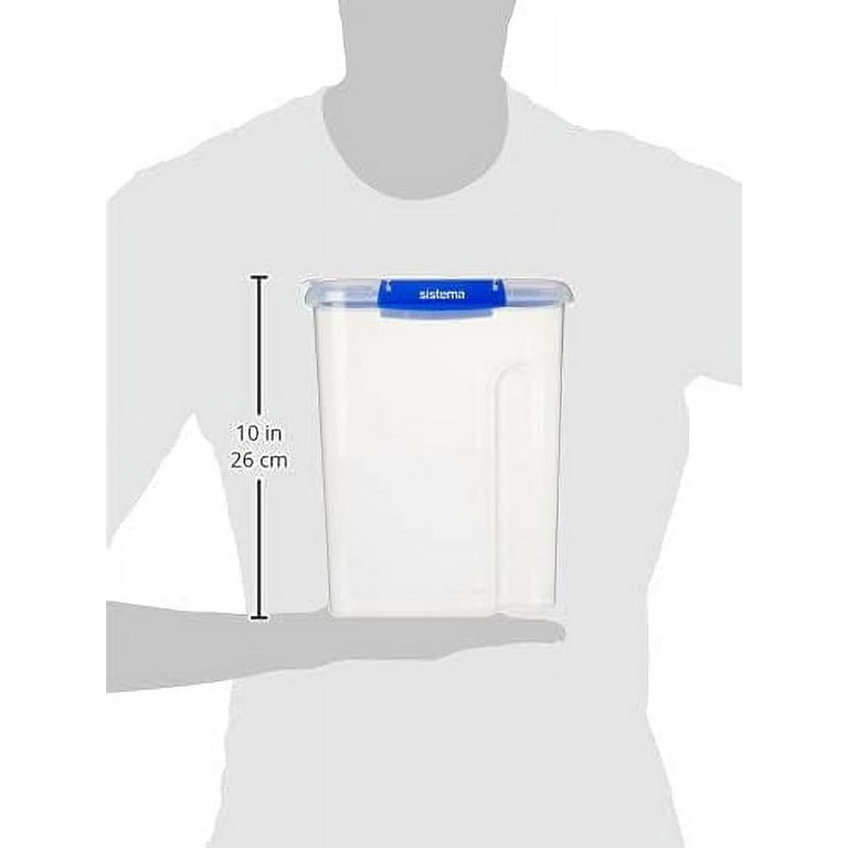 Sistema KLIP IT PLUS Cereal Storage Container - 4.2 Litre Airtight Food Pantry Bin With Easy-Pour Lid, BPA-Free, Blue
