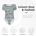 thumbnail image 6 of Rateoe Pirate Adventure Map Printed Women Rash Guard Short Sleeve,Tummy control Swimsuit Surfing Swimsuit Bathing Suit Short-sleeved Onesie UPF 50+, 6 of 6