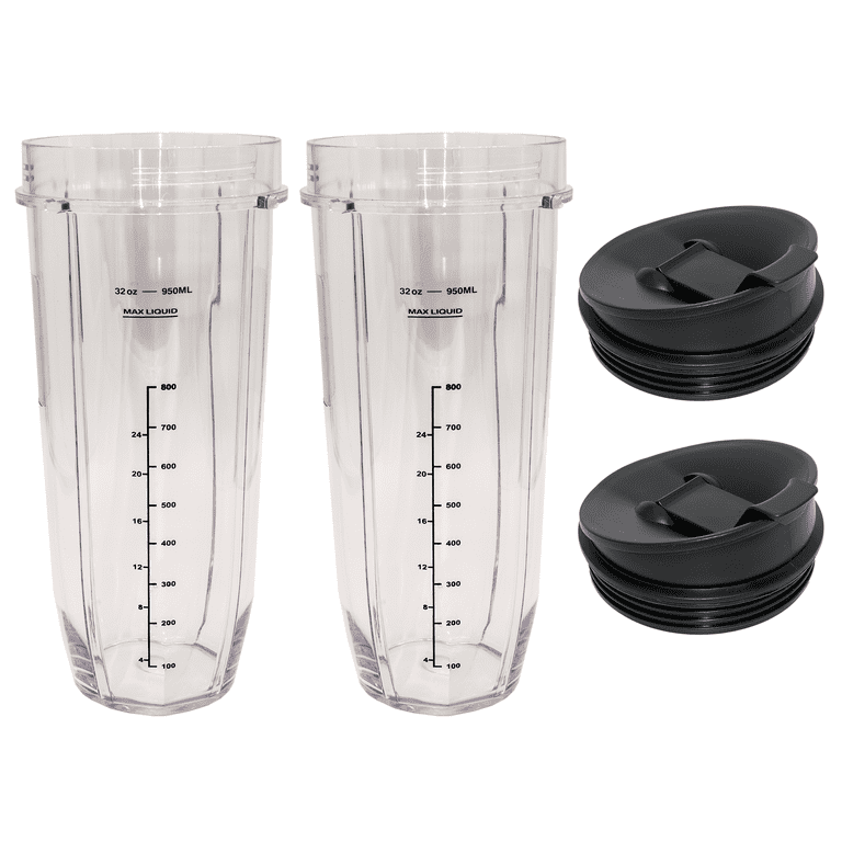 Lot Of 3 Nutri Ninja Blender Cups With 3 Lids and Blade 18 24 32