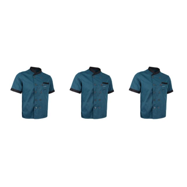 Wosthever Chef Jacket Uniform Short Sleeve Hotel Apparel Kitchen Coat Cook Type1 NO1