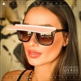 thumbnail image 2 of Unique Collapsible Sun Visor Horn Rim Hipster Plastic Sunglasses Black Pink - Pink Smoke, 2 of 9