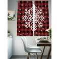 thumbnail image 4 of Christmas Snowflake Sheer Curtains 63 Inch Length 2 Panels Set for Living Room/Bedroom, Winter Snwoflake Red Black Plaid Curtain Sheers Drapes Rod Pocket Curtains Window Treatment Set 52''x63''x2, 4 of 7