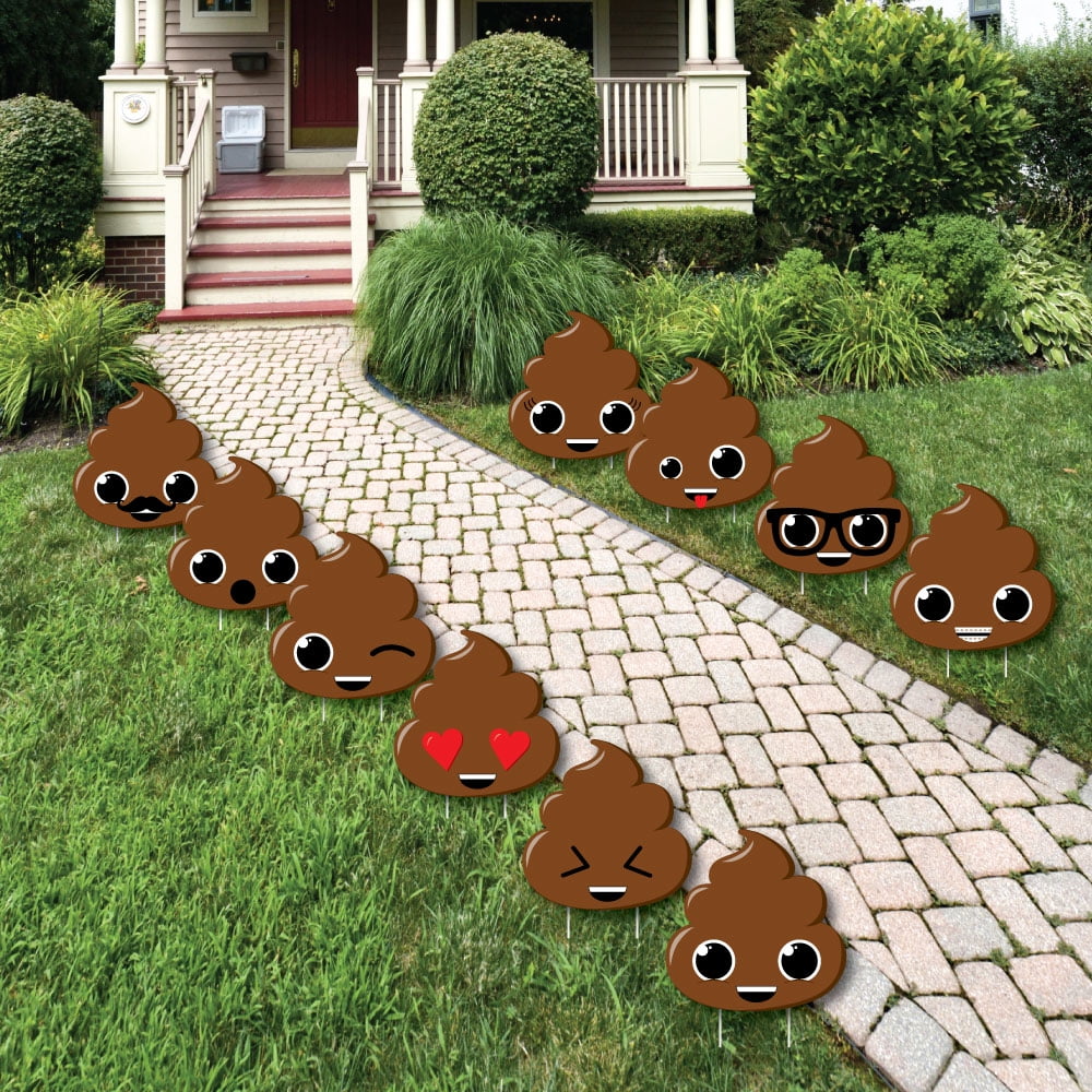 Party 'Til You're Pooped Poop Lawn Decorations Outdoor Poop Emoji