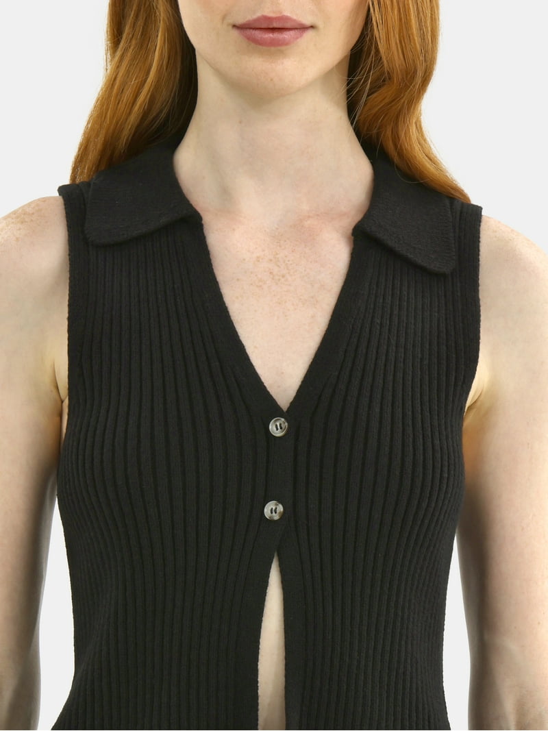 トップス NOBRAND knit vest No Boundaries Button-Front Sweater Vest Top, Women's - Walmart.com
