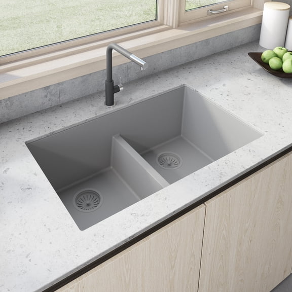 Ruvati Rvg2385 Epigranite 33" Undermount Double Basin Granite Composite Kitchen Sink -