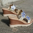 thumbnail image 4 of Miluxas Summer Sandals Womens Chunky High Platform Wedge Casual Flower Water Diamond Sandals Blue 7.5(40), 4 of 6