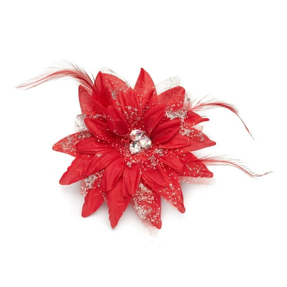 GOGIRL! USA Red Petal & Plume Hair Flower for All Ages