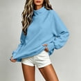 thumbnail image 6 of Cropped Pullover Oversized Sweatshirt Women Casual Loose Stand Collar Long Sleeve Pullover Solid Blouse Sweatshirt Tops With Pocket Light Blue L, 6 of 8