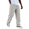 thumbnail image 2 of Men's Corduroy Pants, Elastic Waist Straight Leg Casual Trousers with Ribbed Texture, Retro Style Streetwear Pants for Everyday Wear Grey XXXXL, 2 of 9