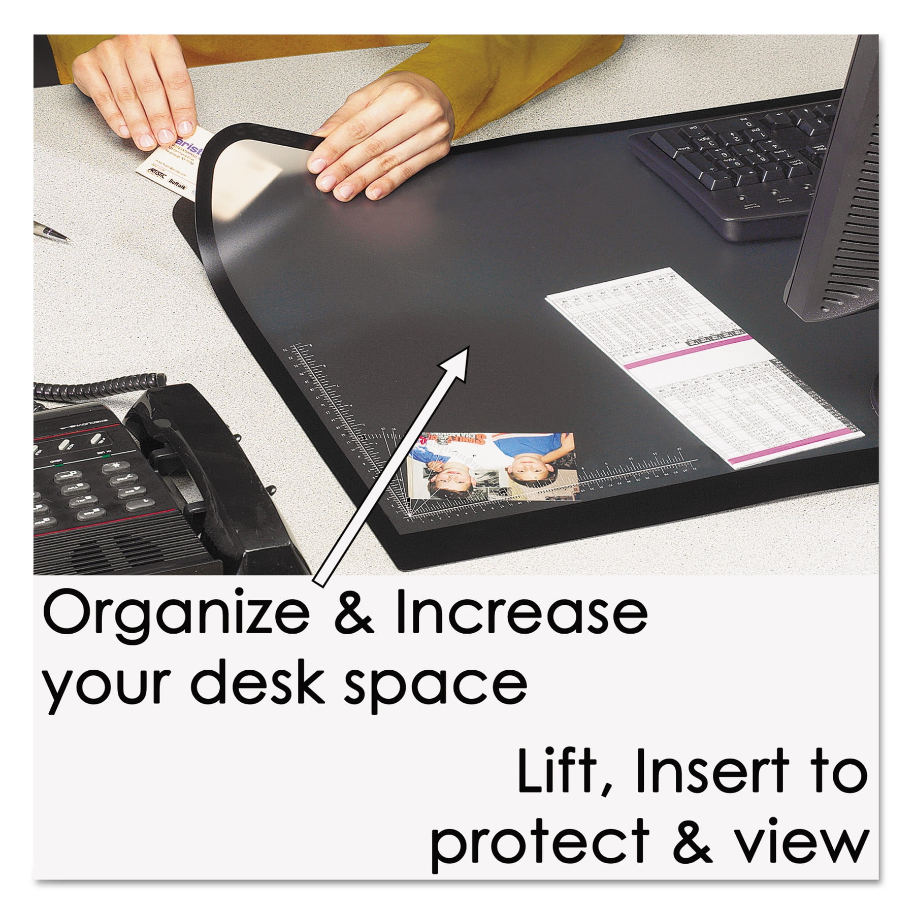Artistic Lift-top Pad Desktop Organizer With Clear Overlay, 22 X 17, Black