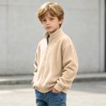thumbnail image 3 of Abcomgle Boys Waffle Knit Pullover Stand Collar Long Sleeve Kids Pullover Sweatshirts Fashion Full Zip Sweaters for Boys Loose Fit Boys Fall Shirts, 3 of 8
