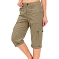thumbnail image 2 of Women's Capri Pants Travel Hiking Straight Leg Joggers Casual Summer Drawstring Cropped Pants with Pockets Khaki XL, 2 of 5
