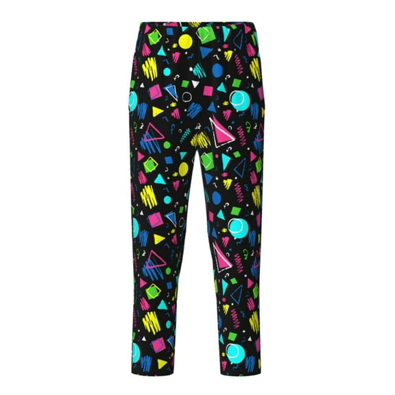 Hirioo Geometric 1980s Styled for Teenagers' Pajama Pants Womens Lounge Pants with Pockets Pj Bottoms Pants for Men-XS(5-6)