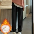 thumbnail image 2 of Lovskoo Fleece Lined Pants Women Plush and Thickened Solid Color Loose Casual Straight Leg Large Size Long Pants Black, 2 of 7
