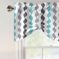 thumbnail image 4 of Tie Up Valance Curtain for Kitchen,Abstract Teal Gray White Wavy Lines Rod Pocket Short Curtains Adjustable Tie-Up Shade Valances,Modern Morocco Stripes Window Treatment for Bathroom Living Room, 4 of 9