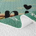 thumbnail image 5 of Erosebridal Happy Camping Camper Twin Quilt Set, Teal Farmhouse Lodge Cabin Twin Coverlet Set, 2 Pieces 1 Bedspread and 1 Pillowcase, 5 of 7