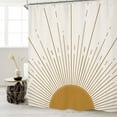 thumbnail image 2 of Abstract Sun Shower Curtain Set 60Wx72H Inches Modern Minimalist Mid Century Aesthetic Mustard Yellow Sunburst Sunrise Simple Polyester Waterproof Cloth Bathroom Curtain with 12 Hooks, 2 of 2