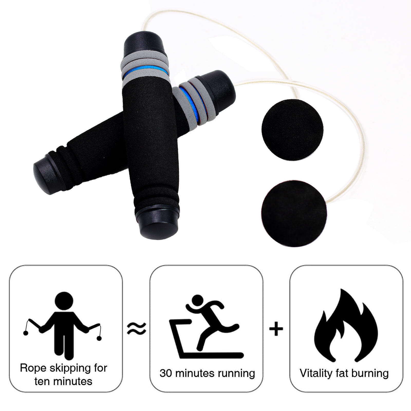Ueasy Cordless Jump Rope With Anti-slip Memory Sponge Handles, Fitness Tangle Free Ropeless, For Home Office Bedroom Outdoors Crossfit Speed Jump Rope for Women Men Kids