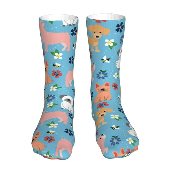 Uemuo Cute Dog for 16in Socks, Cotton Socks Sports Socks Knee High Socks Comfortable Socks For Men, Women