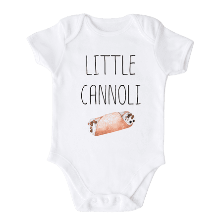 Little Cannoli Cute Baby Bodysuit Dessert Pastry Shirt Premium Custom Clothes Unisex Baby Gift for Mom Newborn 0-3m White