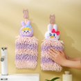 thumbnail image 2 of PENGXIANG Hanging Towel Comfortable Soft Touching Super Water-absorbent Cartoon Bear Design Water Absorption Hand Wipe Towel Daily Use, 2 of 10