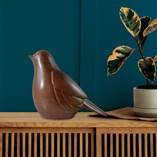 Estatua de pájaro de resina, modelo Animal, escultura moderna vívida, decoración del hogar sala de estar, adornos artesanales Cola Corta Marrón Baoblaze linda escultura