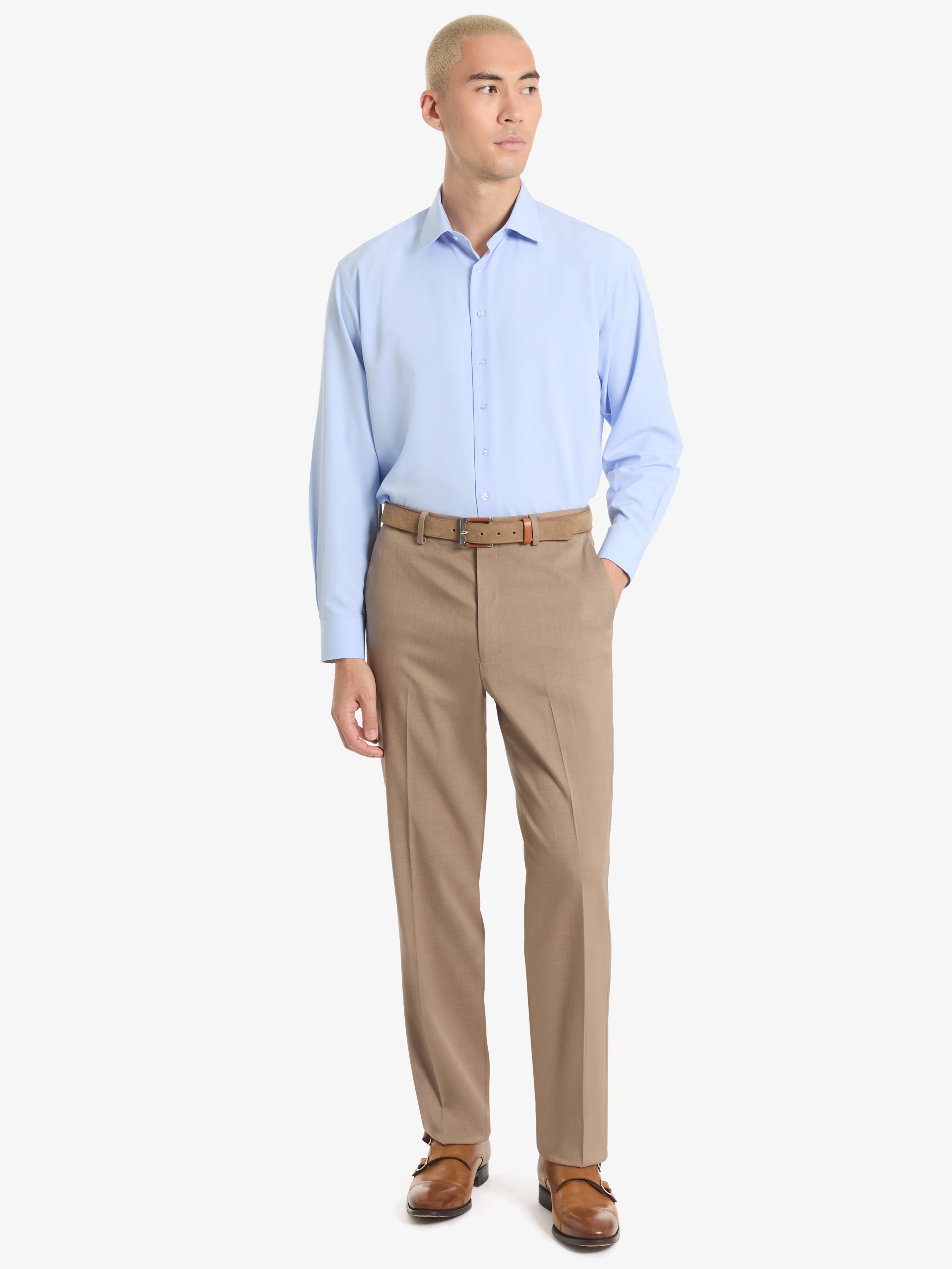Chaps Flat Front Men's Sand Solid Classic Fit Tailored Suit Separate Pant, Sizes 30x30-38x32
