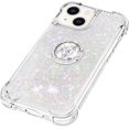 thumbnail image 6 of Case for iPhone 15 Plus, iPhone 15 Plus Case Girls Women Glitter Clear TPU Cute Bling Love Quicksand Sparkle Case with Stand Liquid Shockproof Cover for iPhone 15 Plus Colorful YBZ, 6 of 12