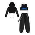 thumbnail image 2 of TiaoBug 3-Piece Kids Girls Sleeveless Cross Back Top and Sweatpants with Long Sleeve Hooded Crop Top Blue-A 8, 2 of 5