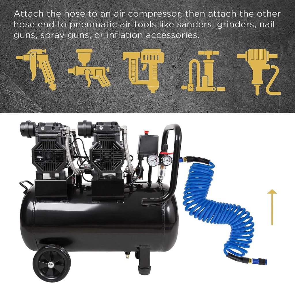 AOOOWER 1/4inch Recoil Polyurethane Air Compressor Hose with Bend Restrictor Lightweight Air Hose Air Compressor Accessories