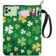 thumbnail image 1 of Funda de libro con diseño de trébol, funda protectora para libros de plantas, funda verde para libros de bolsillo, funda de tela lavable con cremallera y bolsillo adicional., 1 of 9