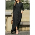 thumbnail image 3 of Womens Casual Button Down Denim Maxi Dress Lapel Long Sleeve Long Jean Dresses with Pockets, 3 of 8