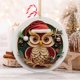 thumbnail image 1 of pstuiky Adorno navideño redondo de cerámica con forma de búho, decoración navideña para el árbol, regalo moderno para la familia, regalo de búho para Navidad, decoración navideña para el árbol., 1 of 9