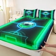 thumbnail image 4 of Erosebridal Soccer Ball Games Kids Queen Sheet Sets,Neon Green Football Court Bed Set For Football Lovers 4-Piece, 4 of 6
