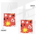 thumbnail image 3 of YFYANG Reusable Cotton Canvas Tote Shopping Bag, Red Geometric Star Pattern Washable Portable Grocery Bag for Daily Travel, 3 of 8