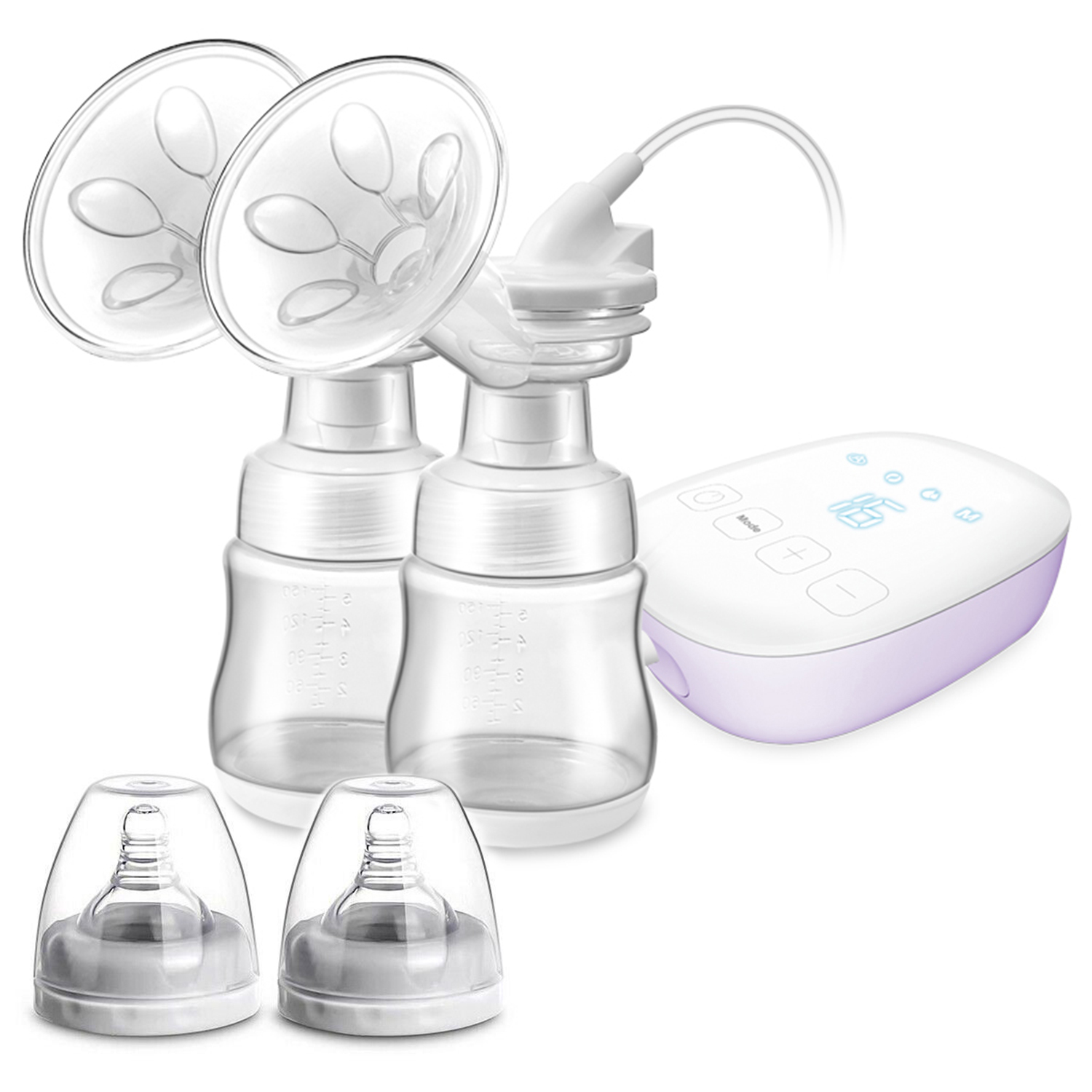 Double Electric Breast Pump Rechargeable Breast Pump Kit, Nursing Breastfeeding, Quiet & Hygienic, 16 Suction Levels 4 Modes, Prevents Back Flow with LCD Touch Screen