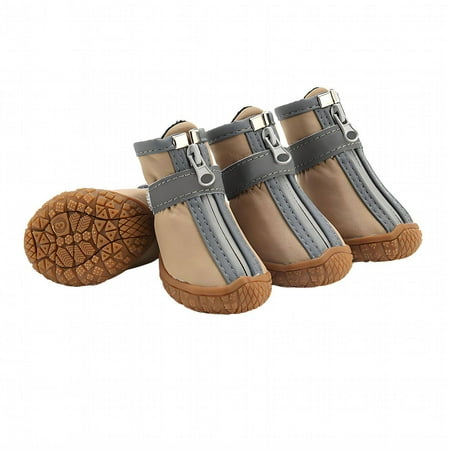 GASTROPOD 4Pcs Dog Shoes Lightweight Breathable Paw Protector Dog Boots Anti-Slip TPR Sole Dog Boots for Winter 3.8x4.3cm Brown