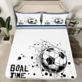 thumbnail image 2 of Feelyou Modern Soccer Sports Queen Sheet Sets for Kids, West Football Flat Sheet, White Navy Cartoon Theme Queen Fitted Sheet, Super Cozy Room Decor, 4 Pieces, 2 of 7