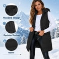 thumbnail image 3 of Long Puffer Vest for Women Hooded Lightweight Sleeveless Jackets Casual Plus Size Zipper Winter Vest with Pockets, 3 of 8