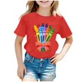 thumbnail image 2 of Girls T Shirts Short Sleeve Crewneck Casual Crayon Graphic Tshirts Kids Back to School Shirt 3-16 Years, 2 of 5