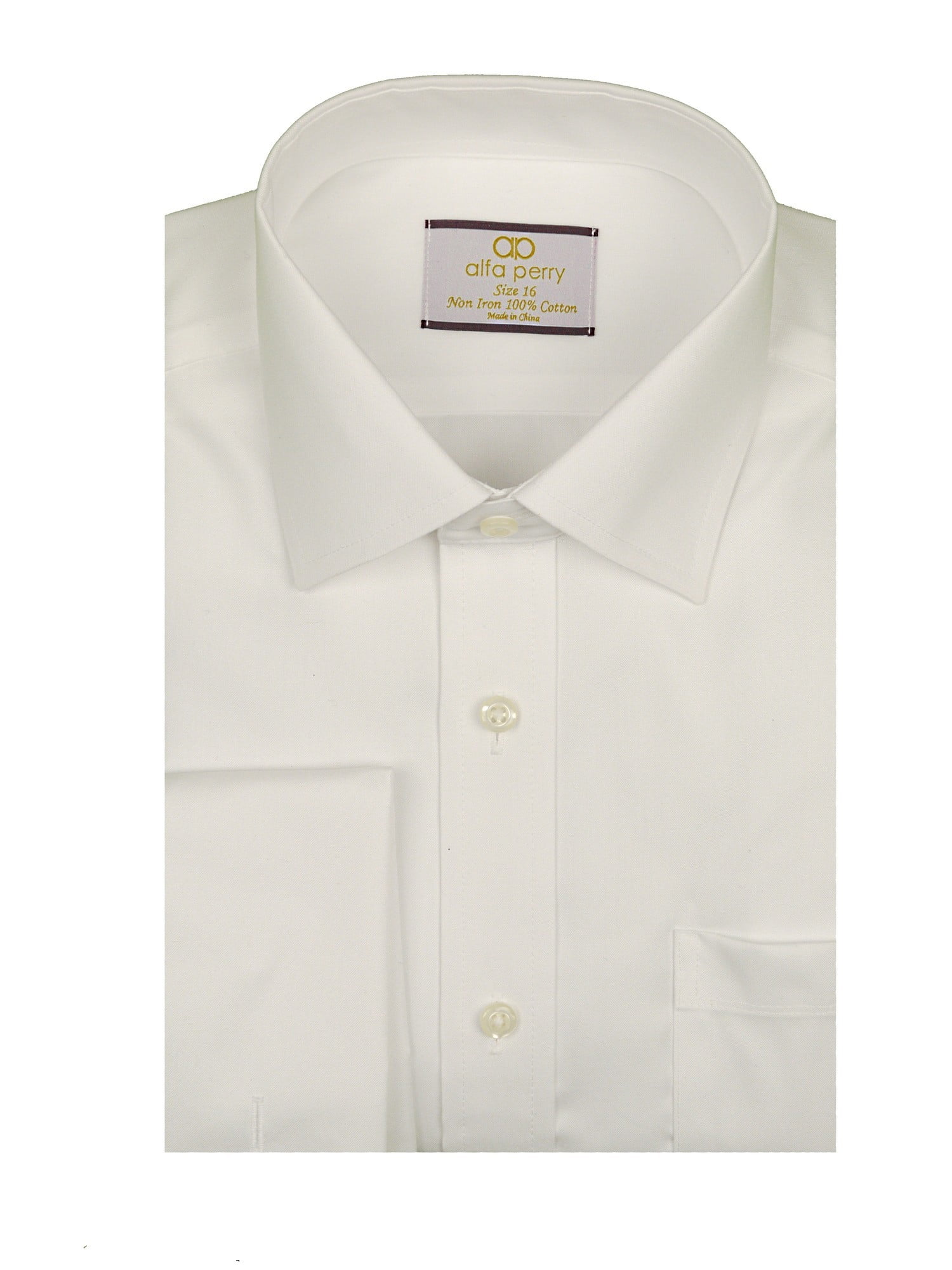 Alfa Perry Little Boys White Solid White Non Iron Short Sleeve Dress