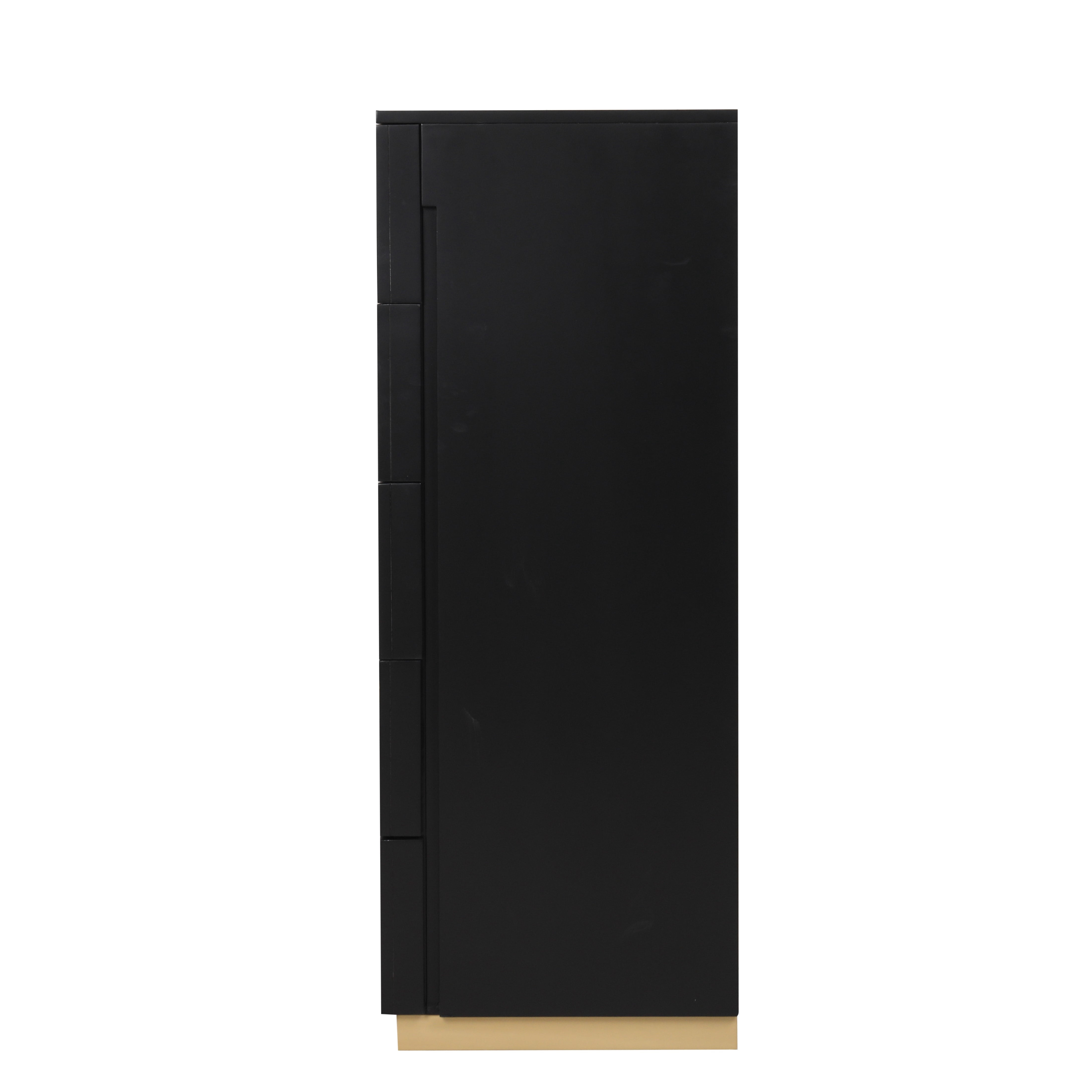 Furniture of America Deverell Adult Modern 5-Drawer Vertical Dresser with Gold Accents, Black