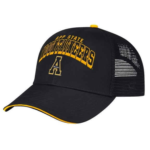 Men's Colosseum Black Appalachian State Mountaineers Wyatt Primary Team Trucker Adjustable Hat